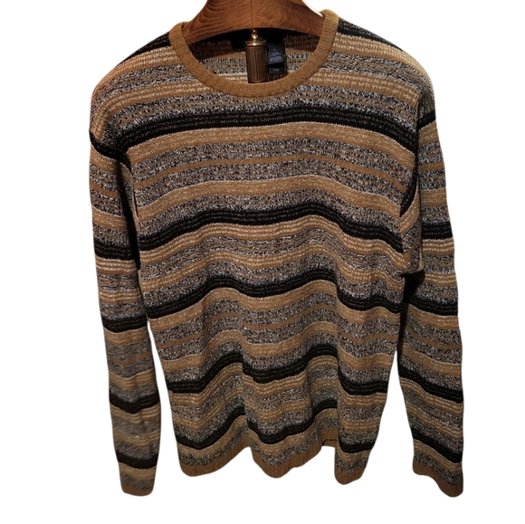 Vintage Claiborne Mens Striped Wool Alpaca Blend Sweater Size XL Y2K Cosby Style - Picture 1 of 6